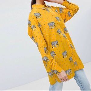 ASOS DESIGN Longline Leopard Blouse